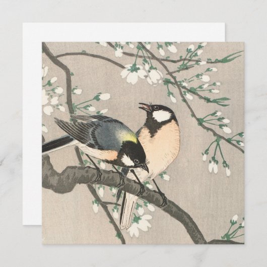 ビンテージクリスマスカード |ホリーの枝に鳥 シーズンカード (正面/裏面)