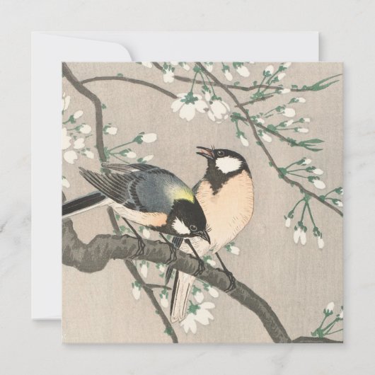 ビンテージクリスマスカード |ホリーの枝に鳥 シーズンカード (正面)