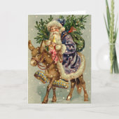 ビンテージクリスマスカード ロバのサンタ| シーズンカード (正面)