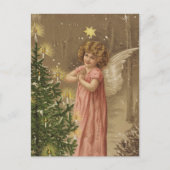 ビンテージクリスマスカード |天使とクリスマスツリー シーズンポストカード (正面)