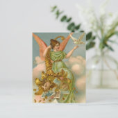 ビンテージクリスマスカード |天使と鳩 シーズンポストカード (スタンド正面)