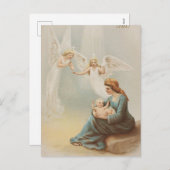 ビンテージクリスマスカード |天使の母と子 シーズンポストカード (正面/裏面)