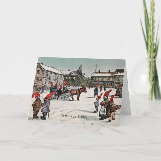 ビンテージクリスマスカード |村の格言ノルウェー シーズンカード (正面)