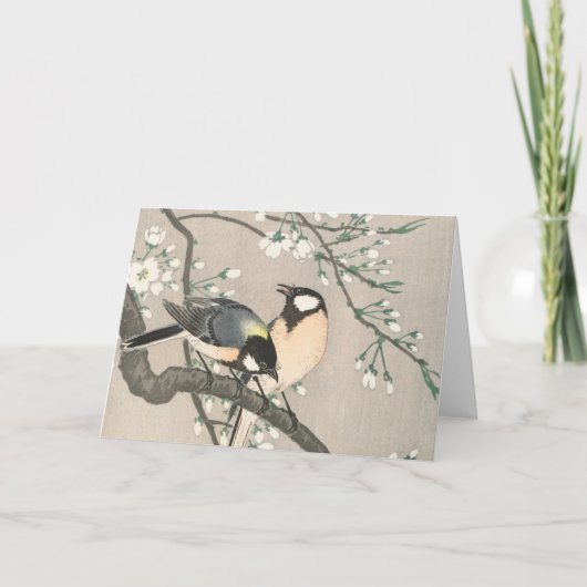 ビンテージクリスマスカード |枝の上の鳥 シーズンカード (正面)