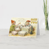 ビンテージクリスマスカード |格言ノルウェーGod Jul シーズンカード (正面)