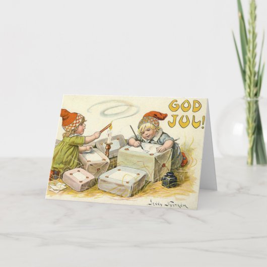 ビンテージクリスマスカード |格言ノルウェーGod Jul シーズンカード (正面)
