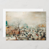 ビンテージクリスマスカード |湖の氷のスケートで滑る シーズンカード (正面/裏面)