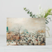 ビンテージクリスマスカード |湖の氷のスケートで滑る シーズンカード (スタンド正面)