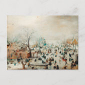 ビンテージクリスマスカード |湖の氷のスケートで滑る シーズンポストカード (正面)