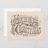ビンテージクリスマスカード | Merry Christmasリース シーズンポストカード (正面/裏面)