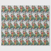 ビンテージクリスマスガールタイルパーティーラップ ラッピングペーパー (フラット)