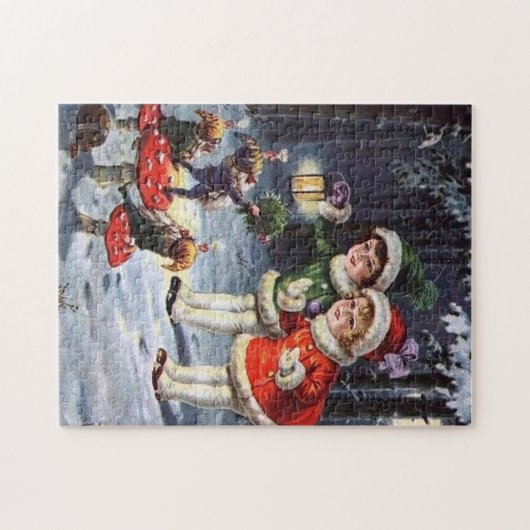 ビンテージクリスマスキッズフェスティバルホリデージグソーパズ ジグソーパズル (横)