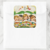 ビンテージクリスマスキッズ眠る スクエアシール (バッグ)