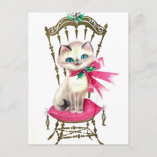 ビンテージクリスマスキッテン シーズンポストカード (正面)