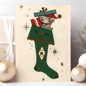 ビンテージクリスマスキャットインストッキング シーズンカード