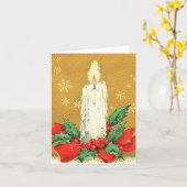 ビンテージクリスマスキャンドル金ゴールドカード カード (黄色い花)