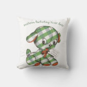 ビンテージクリスマスギンガムパピーぬいぐるみ クッション (正面)