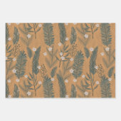 ビンテージクリスマスグリーンパインツリーパターン ラッピングペーパーシート (正面3)