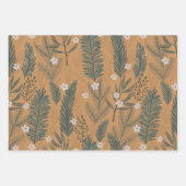 ビンテージクリスマスグリーンパインツリーパターン ラッピングペーパーシート (正面2)