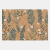 ビンテージクリスマスグリーンパインツリーパターン ラッピングペーパーシート (正面)