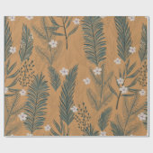 ビンテージクリスマスグリーンパインツリーパターン ラッピングペーパー (フラット)