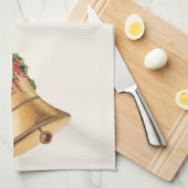 ビンテージクリスマスゴールデンベルズシーズンの挨拶 キッチンタオル (四つ折り)