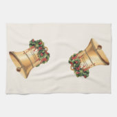 ビンテージクリスマスゴールデンベルズシーズンの挨拶 キッチンタオル (横)