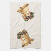 ビンテージクリスマスゴールデンベルズシーズンの挨拶 キッチンタオル (縦)