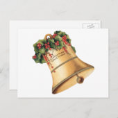 ビンテージクリスマスゴールデンベルズシーズンの挨拶 シーズンポストカード (正面/裏面)