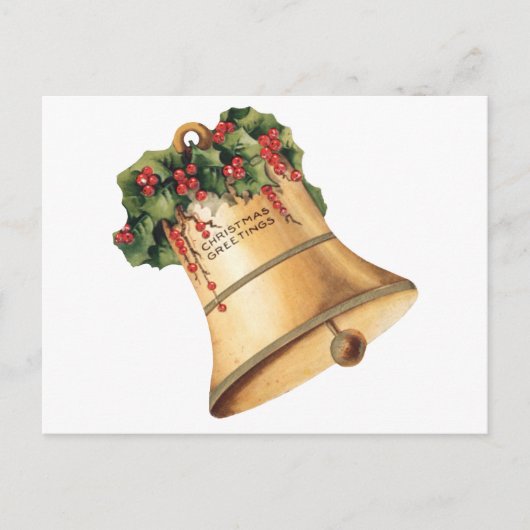 ビンテージクリスマスゴールデンベルズシーズンの挨拶 シーズンポストカード (正面)