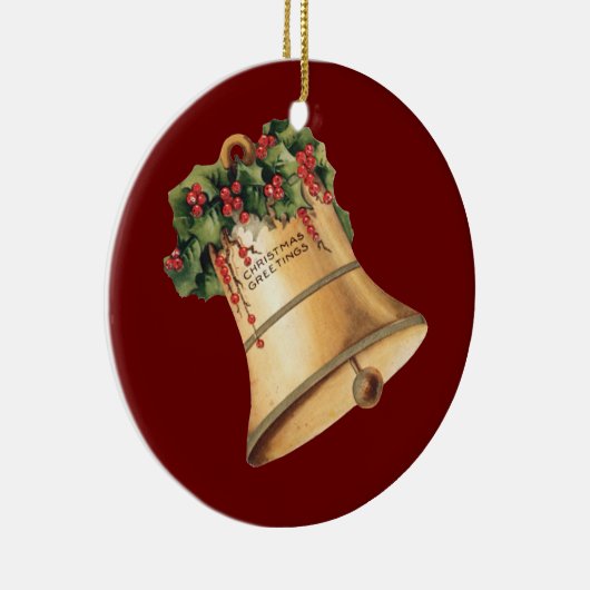 ビンテージクリスマスゴールデンベルズシーズンの挨拶 セラミックオーナメント (右)