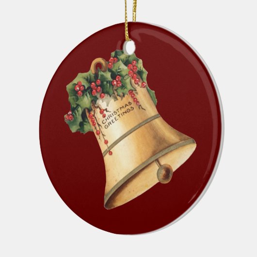 ビンテージクリスマスゴールデンベルズシーズンの挨拶 セラミックオーナメント (左)
