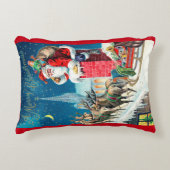 ビンテージクリスマスサビクトリアンンタクラウスオンチムニー アクセントクッション (正面)