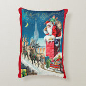 ビンテージクリスマスサビクトリアンンタクラウスオンチムニー アクセントクッション (裏面(縦))