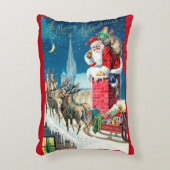 ビンテージクリスマスサビクトリアンンタクラウスオンチムニー アクセントクッション (正面(垂直))
