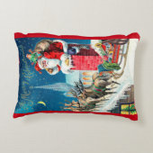 ビンテージクリスマスサビクトリアンンタクラウスオンチムニー アクセントクッション (裏面)