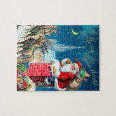 ビンテージクリスマスサビクトリアンンタクラウスオンチムニー ジグソーパズル (横)