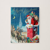 ビンテージクリスマスサビクトリアンンタクラウスオンチムニー ジグソーパズル (縦)