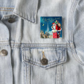 ビンテージクリスマスサビクトリアンンタクラウスオンチムニー 缶バッジ (インサイチュ)