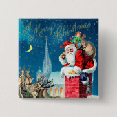 ビンテージクリスマスサビクトリアンンタクラウスオンチムニー 缶バッジ (正面)