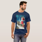 ビンテージクリスマスサビクトリアンンタクラウスオンチムニー Tシャツ (正面フル)