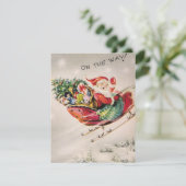 ビンテージクリスマスサンタが彼の道を シーズンカード (スタンド正面)