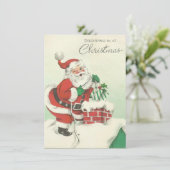 ビンテージクリスマスサンタが落ち込む シーズンカード (スタンド正面)