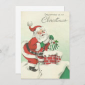 ビンテージクリスマスサンタが落ち込む シーズンカード (正面/裏面)