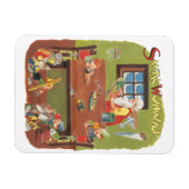 ビンテージクリスマスサンタとエルフのワークショップ マグネット (横)