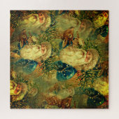 ビンテージクリスマスサンタとトナカイ ジグソーパズル (横)