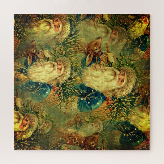 ビンテージクリスマスサンタとトナカイ ジグソーパズル (横)