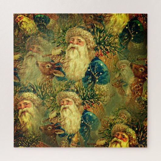 ビンテージクリスマスサンタとトナカイ ジグソーパズル (縦)