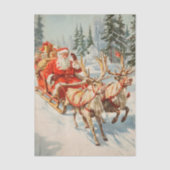 ビンテージクリスマスサンタとトナカイ 薄葉紙 (正面)