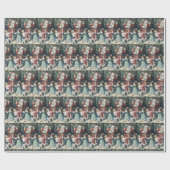 ビンテージクリスマスサンタと子供 ラッピングペーパー (フラット)